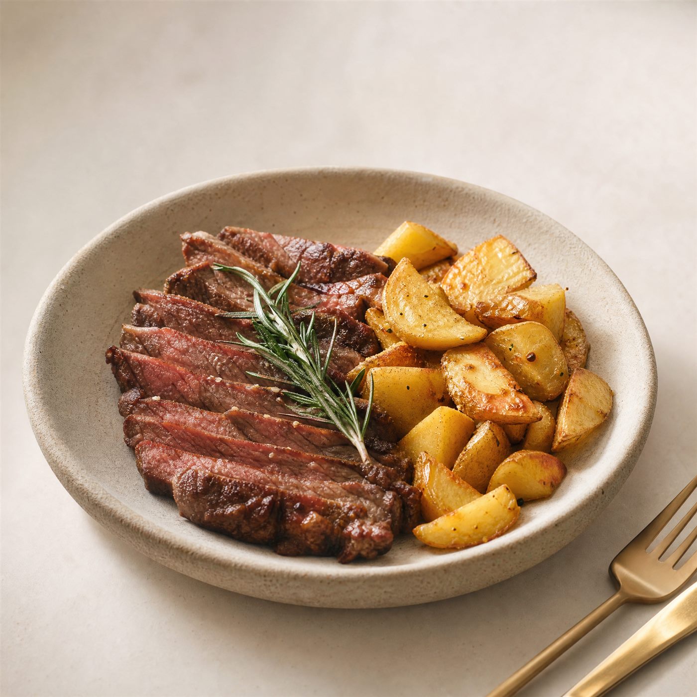 Piatto di carne e patate in stile trattoria