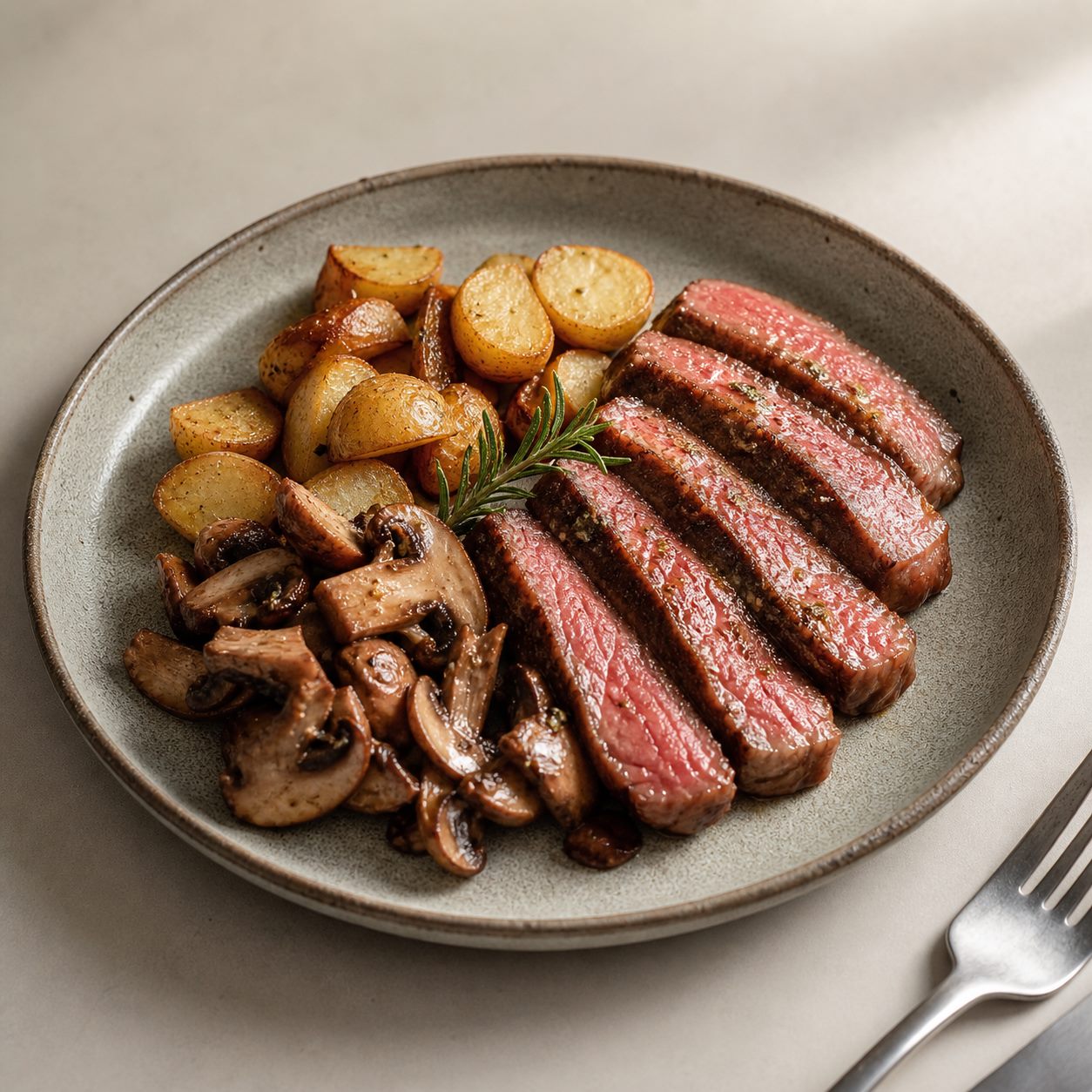 Piatto di carne e funghi